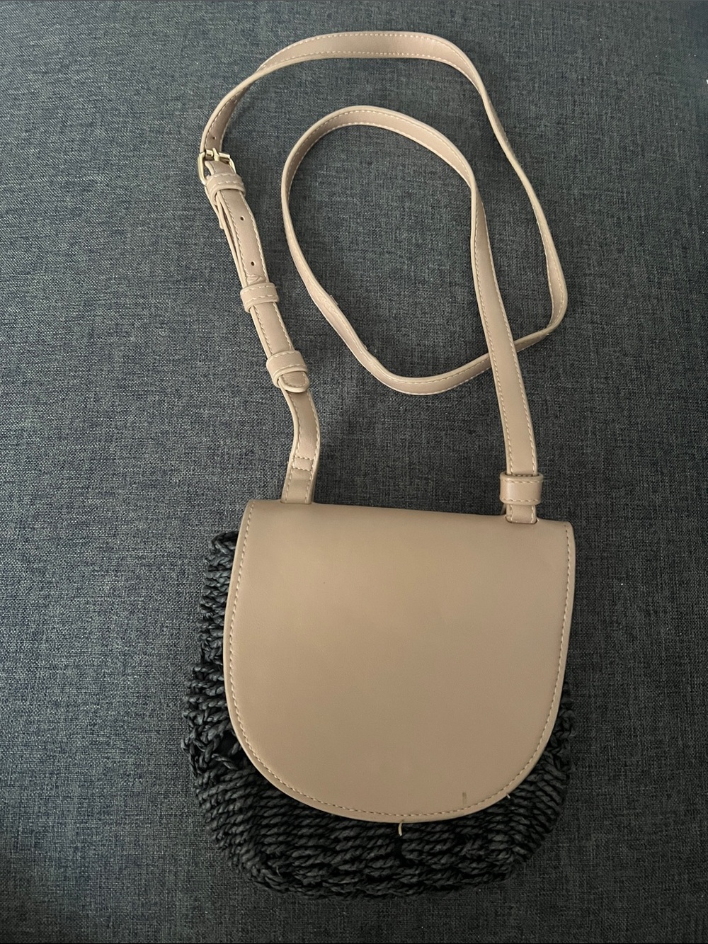 a new day Taupe and Black Crossbody Saddle Bag